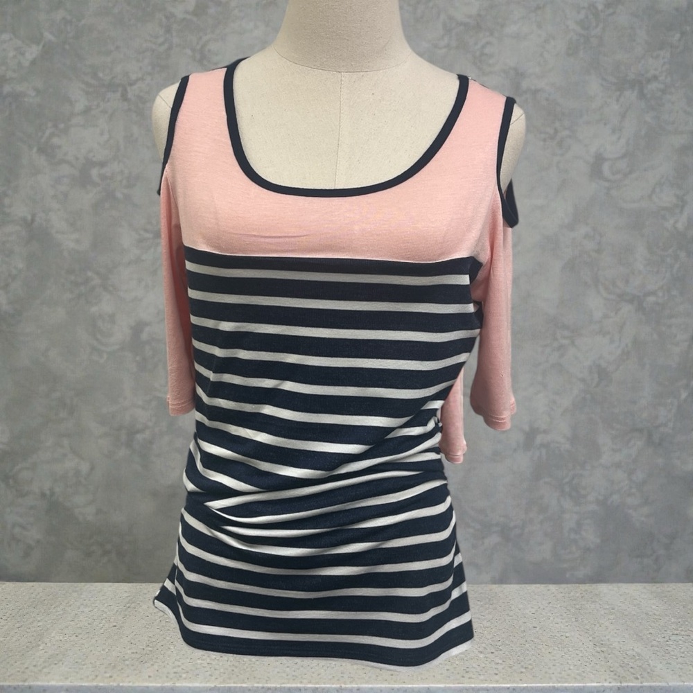 Marianne Blush and Navy Striped Top
